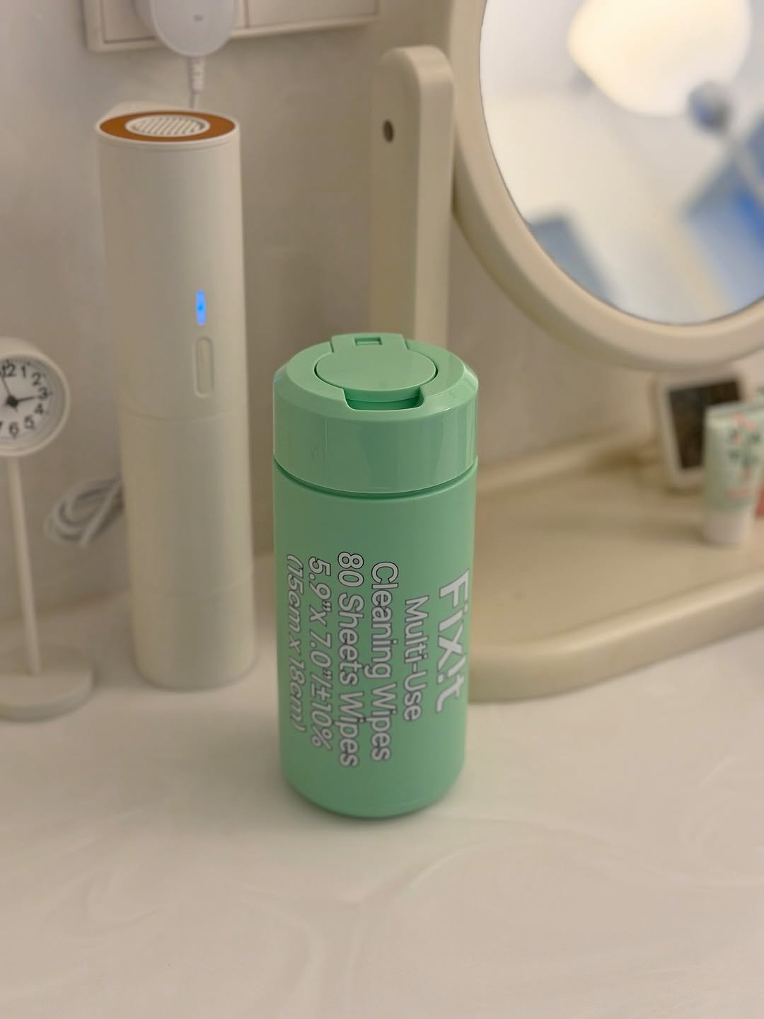 Photo by 홈멍멍 최혜미 on November 13, 2025. May be an image of ‎hair dryer, hand cream, canister, toothbrush, water bottle, dental floss, water filter and ‎text that says '‎(15cmx18cm) (15cm 5.9"×7.0"/10% a ימשו 5 5.9"X ുസല 80 Cleaning an.ti-it 8္ခိ SheetsWipes Sheets 18cm) Wipes Wipes Multi-Use ER FiXit‎'‎‎.