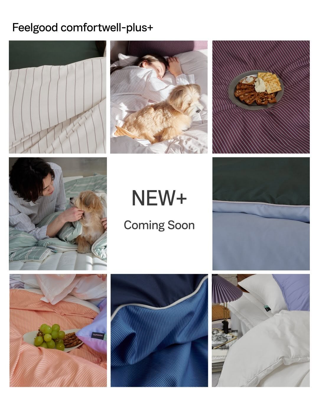 Photo by 호무로 | 𝐇𝐎𝐌𝐔𝐑𝐎 on March 19, 2026. May be an image of sleepwear, towel, baby bed, blanket, mattress, bedroom and text that says 'Feelgood comfortwell-plus+ NEW+ Coming Soon 1Z'.