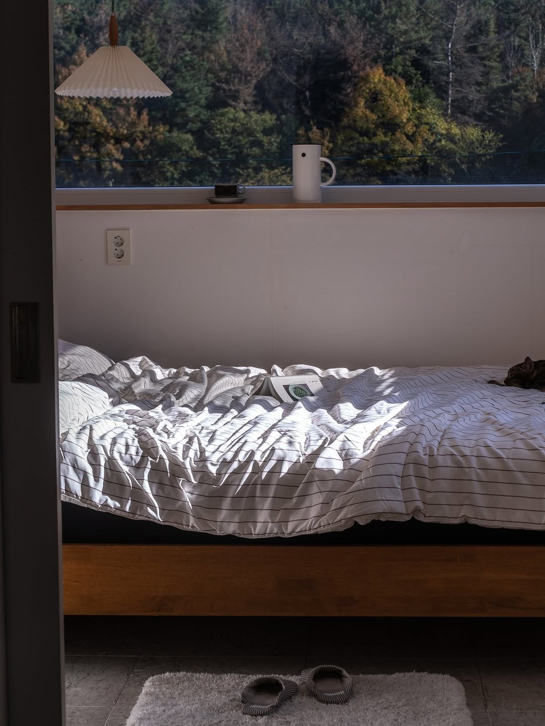 Photo shared by 고운 | hayul_home_ on November 16, 2025 tagging @homuro.official. May be an image of bed, bedroom, window and text.