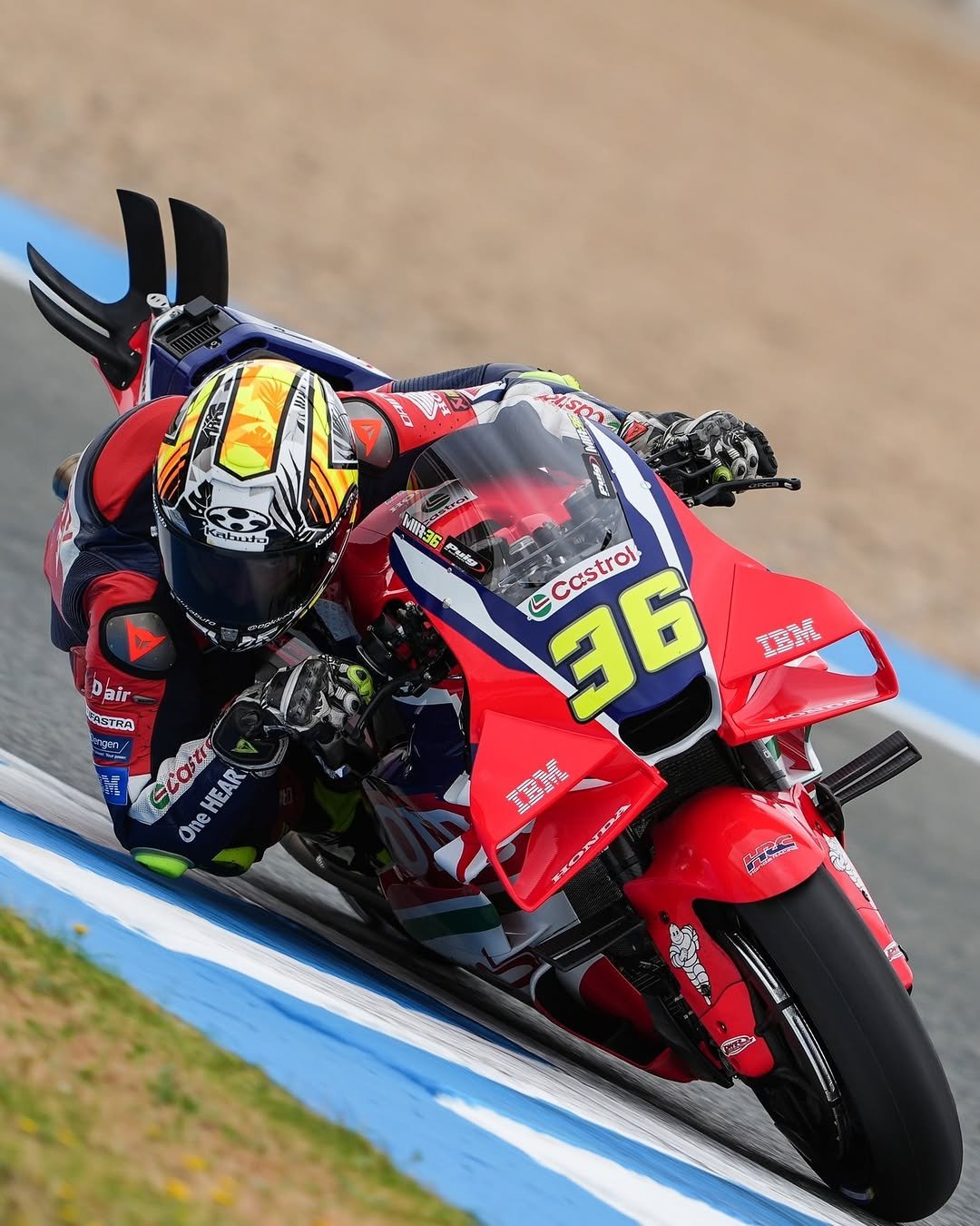 Photo shared by Honda HRC on April 25, 2026 tagging @hrc_motogp, and @joanmir36official. May be an image of racing vehicles, motorcycle, helmet and text.