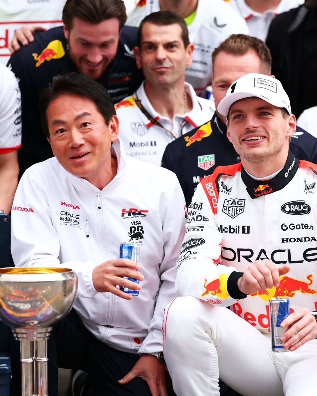 Photo shared by Honda Racing F1 on November 14, 2025 tagging @maxverstappen1, and @redbullracing. May be an image of ‎racing vehicles and ‎text that says '‎מחוב A PRY Mobil CRACLE TAG সবাদে HOЛA HMA RedB RedBa OFACE OF RA TN- № 0 HCE JABI SIN P RAUG Aぬi sparco TAG ADE Mobil Mobil1 1 GGate.n HONDA DRACLE ABull ed‎'‎‎.