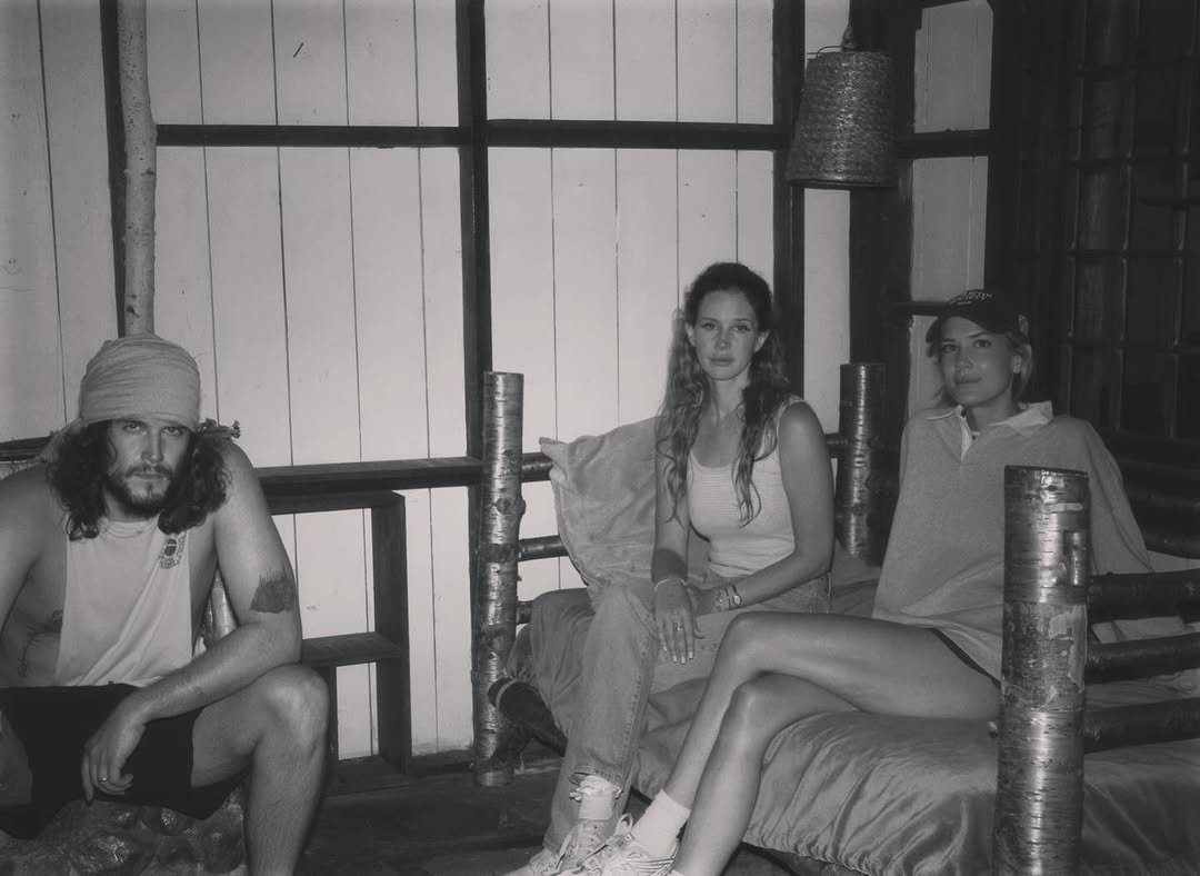 Photo by LANA DEL REY on February 15, 2026. May be a black-and-white image of one or more people, beard, people smoking, headscarf and cigarette.