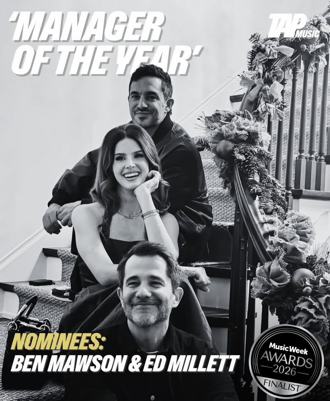 Photo by LANA DEL REY on March 13, 2026. May be an image of poster, magazine and text that says 'TID TAPuSe MUSIC MANAGER OF OFTHEYFUR' ΤΗΕ YFAR' 息 Cu5 NOMINEES: BEN MAWSON & ED MILLETT Music MusicWeek AWARDS Week 202 FINALIST'.
