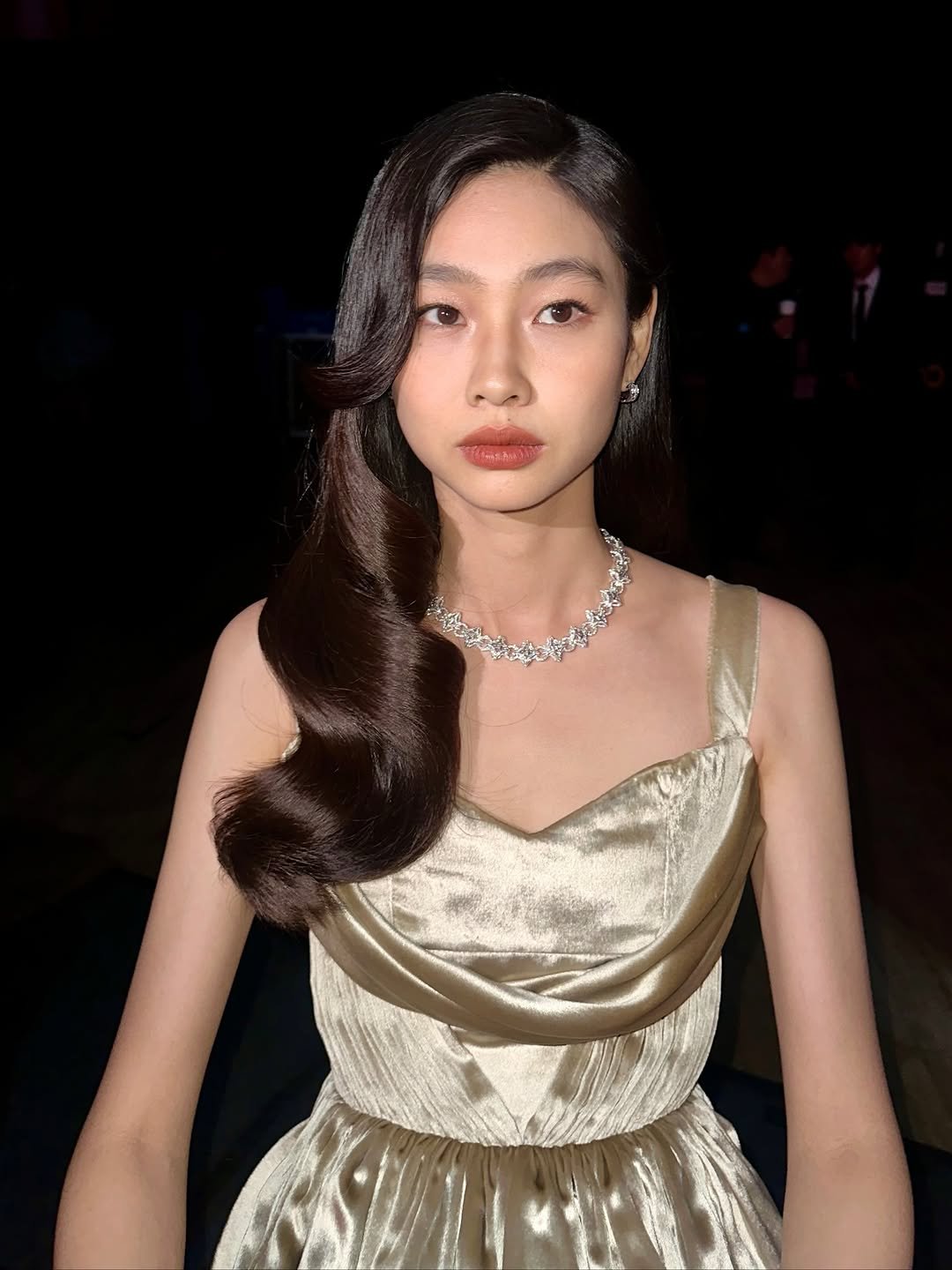 Photo shared by Hoyeon on November 20, 2025 tagging @louisvuitton, @aeriyun, @juunszz, @nicolasghesquiere, and @leeseonyeong__. May be an image of one or more people, braids, gown, dress and text.