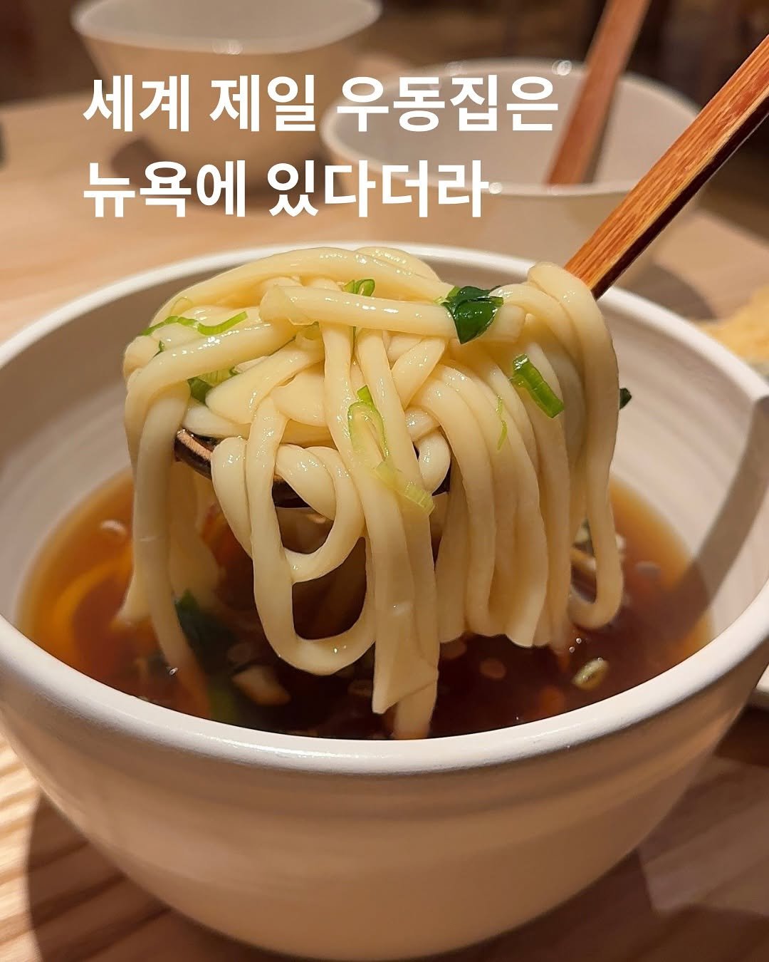 Photo shared by 호랑 큐레이터 on August 17, 2025 tagging @rakunyc. May be an image of ramen, noodles, spaghetti and text that says '세계 제일 우동집은 뉴욕에 있다더라 n'.