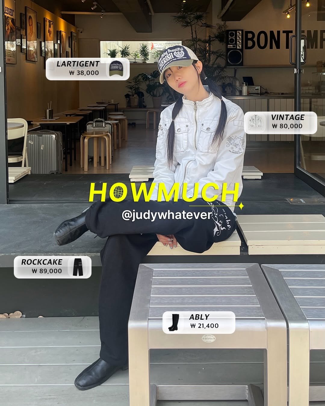 Photo shared by 하우머치 코리아 (HOWMUCH KOREA) on February 14, 2026 tagging @judywhatever, and @outfitbattles_korea. May be an image of bolo tie, beret, cornflower and text that says 'W W M0 n # M H H H M'.