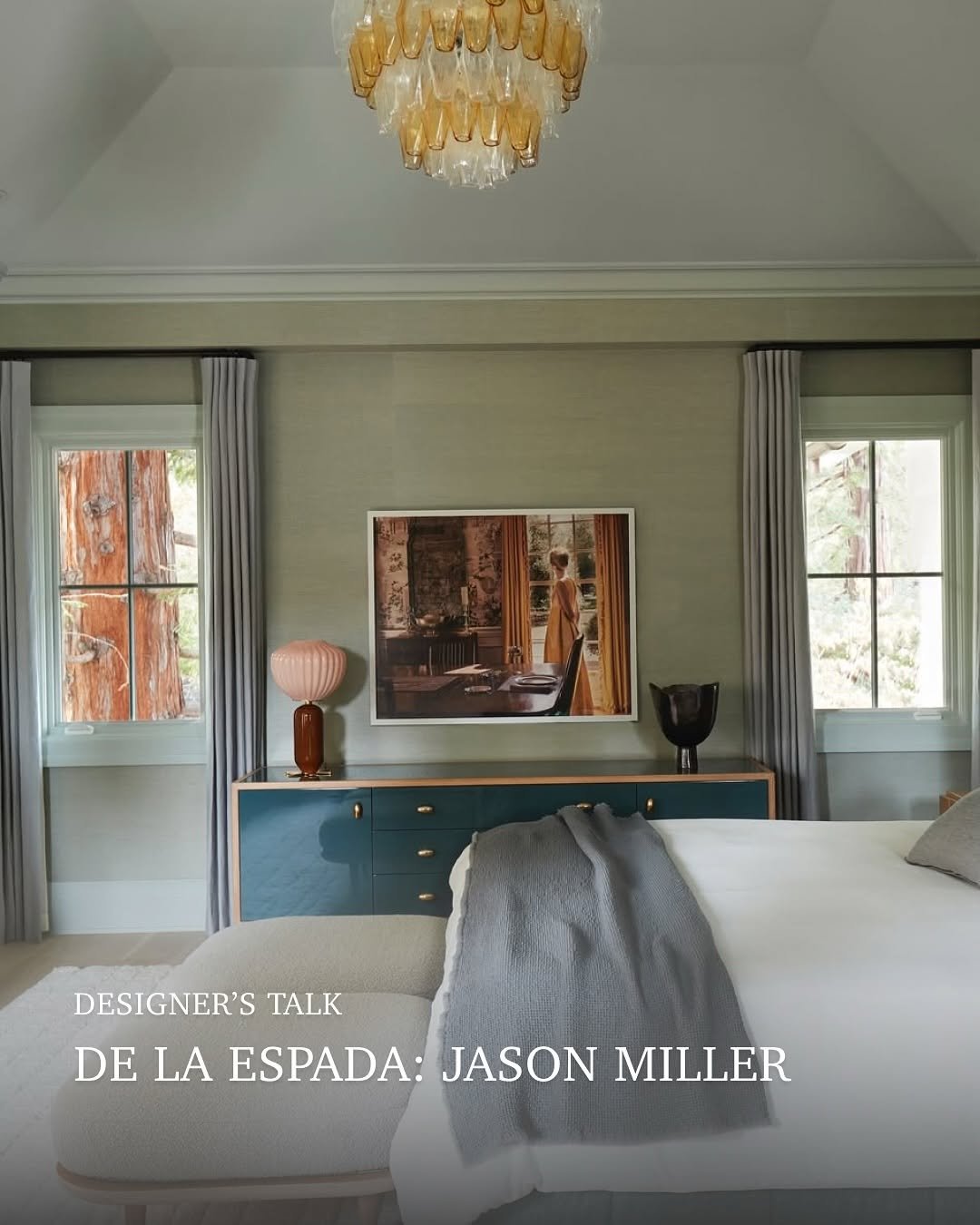 Photo by HPIX 에이치픽스 on August 09, 2025. May be an image of 1 person, lighting, bed, headboard, indoors, bedroom and text that says '@sbul 좋아이면 Aa DESIGNER'S TALK DE LA ESPADA: DELAESPADA:JASONMILLER JASON MILLER'.