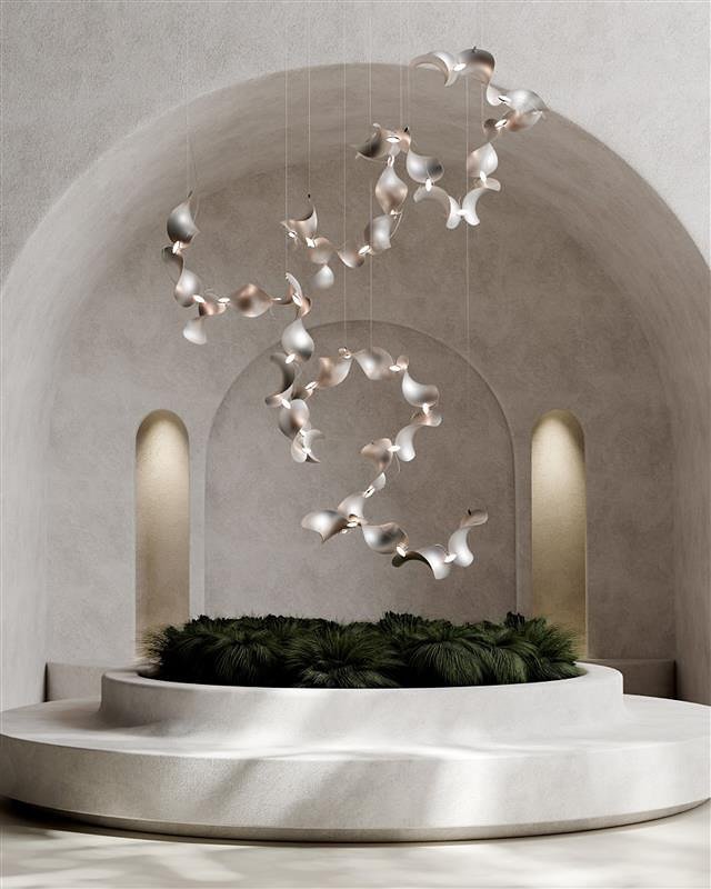 Photo shared by HPIX 에이치픽스 on September 26, 2025 tagging @mossobjects. May be an image of lighting, chandelier and text.