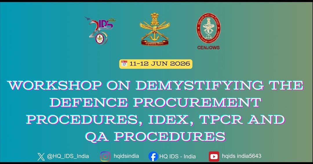 Photo shared by HQ IDS India Official Account on April 23, 2026 tagging @airnewsalerts, @indianairforce, @ptinews_multimedia, @indianarmy.adgpi, @indiannavy, @defenceminindia, @ddnews_official, @sethsanjaymp, @dpi.drdo, and @cenjowsindia. May be an image of poster and text.