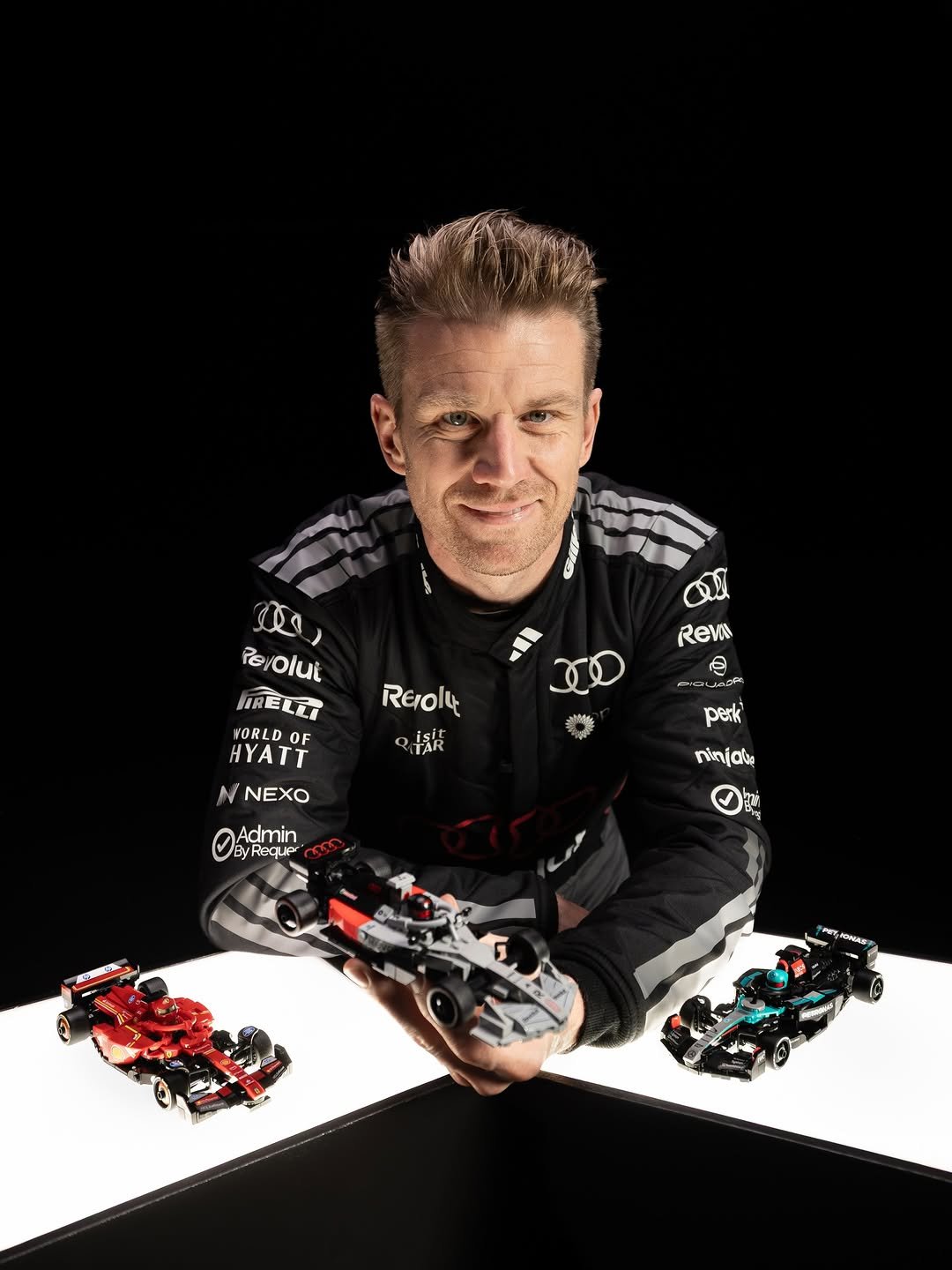 Photo shared by Nico Hulkenberg on March 03, 2026 tagging @lego, and @legogermany_official. May be an image of ‎racing vehicles and ‎text that says '‎رولا Peyolut HRELLT WORLDOF OF ReW e MIDLonDe DE To Reol4 JAR TAR N NEXO perk Admin Requer ninjake ل 마보‎'‎‎.