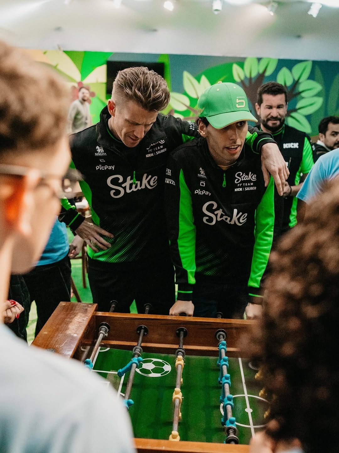 Photo shared by Nico Hulkenberg on November 08, 2025 tagging @gabrielbortoleto_. May be an image of soccer, sports equipment and text that says '5 កតប KICK PicPay Stake Sthkm一e 越 宜 Stake rTPAИ 六 PicPay KЮK SADBER И KICK Stake ake ke SMN'.