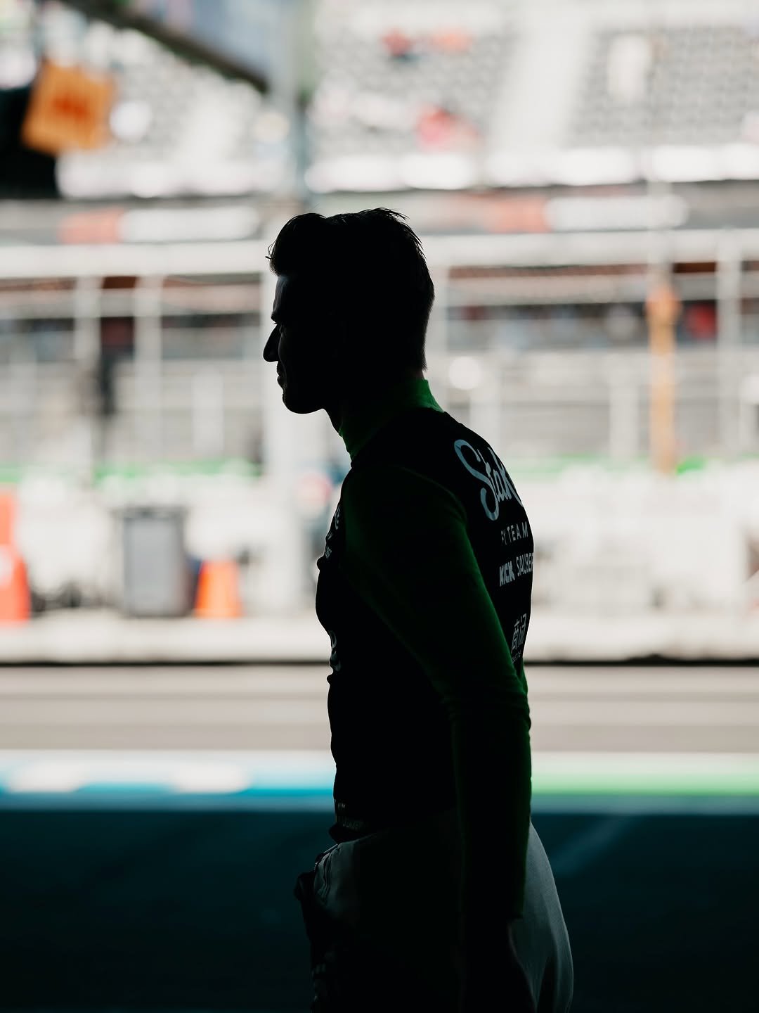 Photo shared by Nico Hulkenberg on October 27, 2025 tagging @stakef1team. May be an image of racing vehicles, stadium and text.