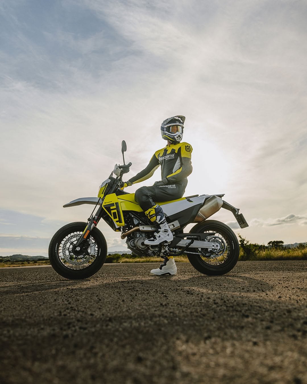 Photo by Husqvarna Motorcycles on January 06, 2026. May be an image of racing vehicles, dirt bike, motorcycle, helmet, scooter and text.