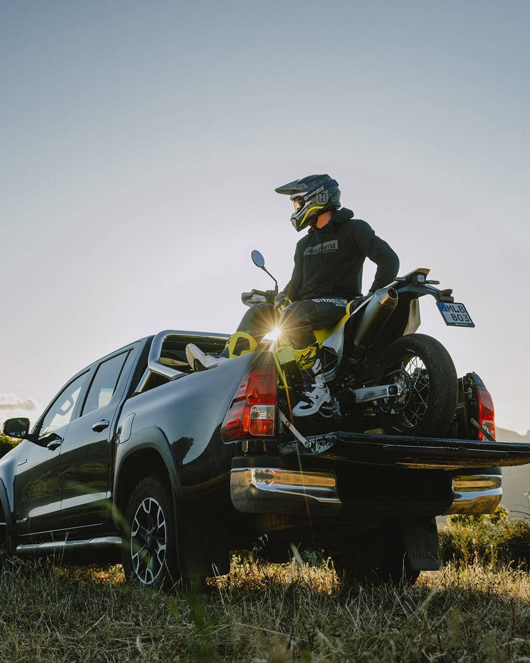 Photo by Husqvarna Motorcycles on December 28, 2025. May be an image of dirt bike, motorcycle, wheel, helmet, truck, scooter and text.