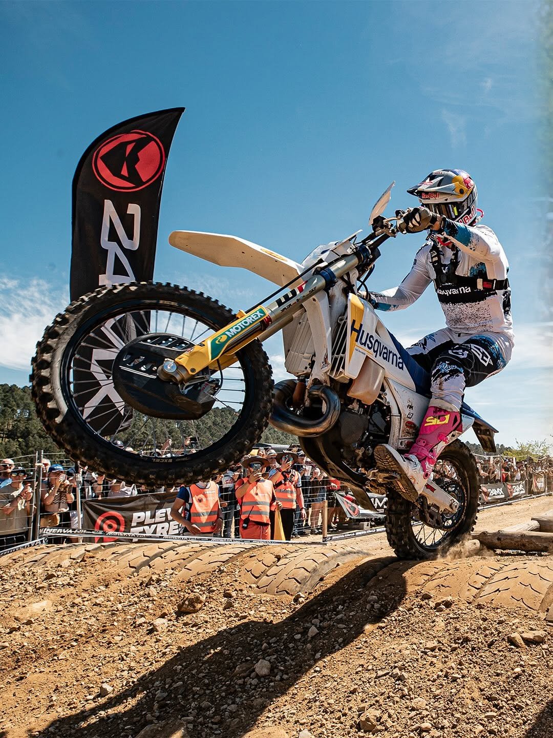 Photo shared by WP Suspension on April 21, 2026 tagging @billybolt57, @husqvarnafactoryracing, and @husqvarna.motorcycles. May be an image of racing vehicles, dirt bike, motorcycle, glasses and text.