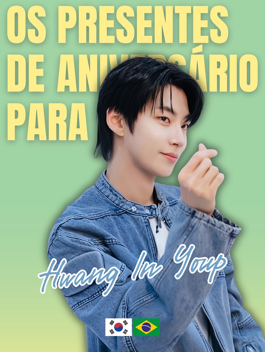 Photo shared by Team Hwang In Youp Brasil on January 16, 2026 tagging @hwang_foreverbr, @hi_high_hiy, @knstudio_official, @hwanginyoufans, @hwanginyoup.br, and @hwanginyoupfas. May be an image of one or more people, bangs, magazine, banner, poster and top.