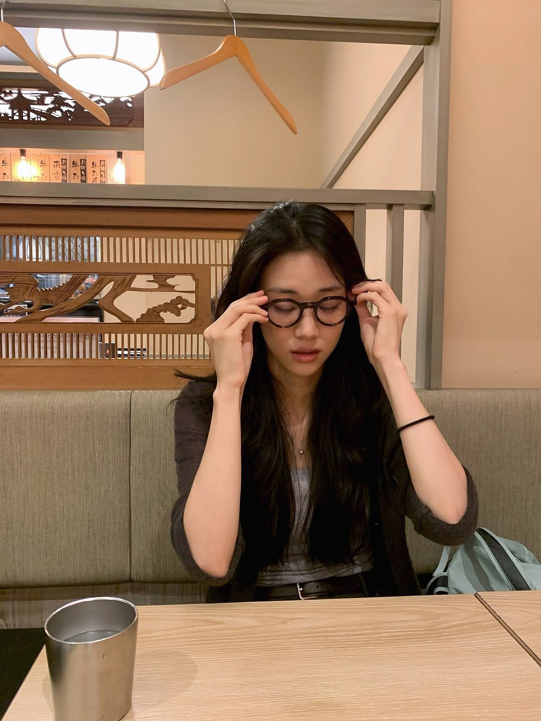 Photo shared by 홍화연 ••• Hong Hwayeon on September 13, 2025 tagging @one_three_compound_frame, and @monoha_official. May be an image of 1 person, eyeglasses and text.