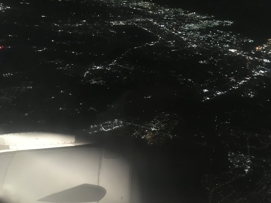 Photo by 형준 HYEONGJUN on March 19, 2026. May be an image of airplane, fog, night, sky and text.