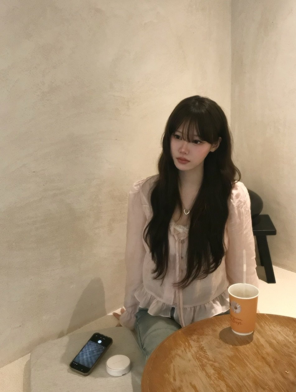 Photo by 뭐혜연 on April 23, 2026. May be an image of one or more people, hair, top, cornflower and text.