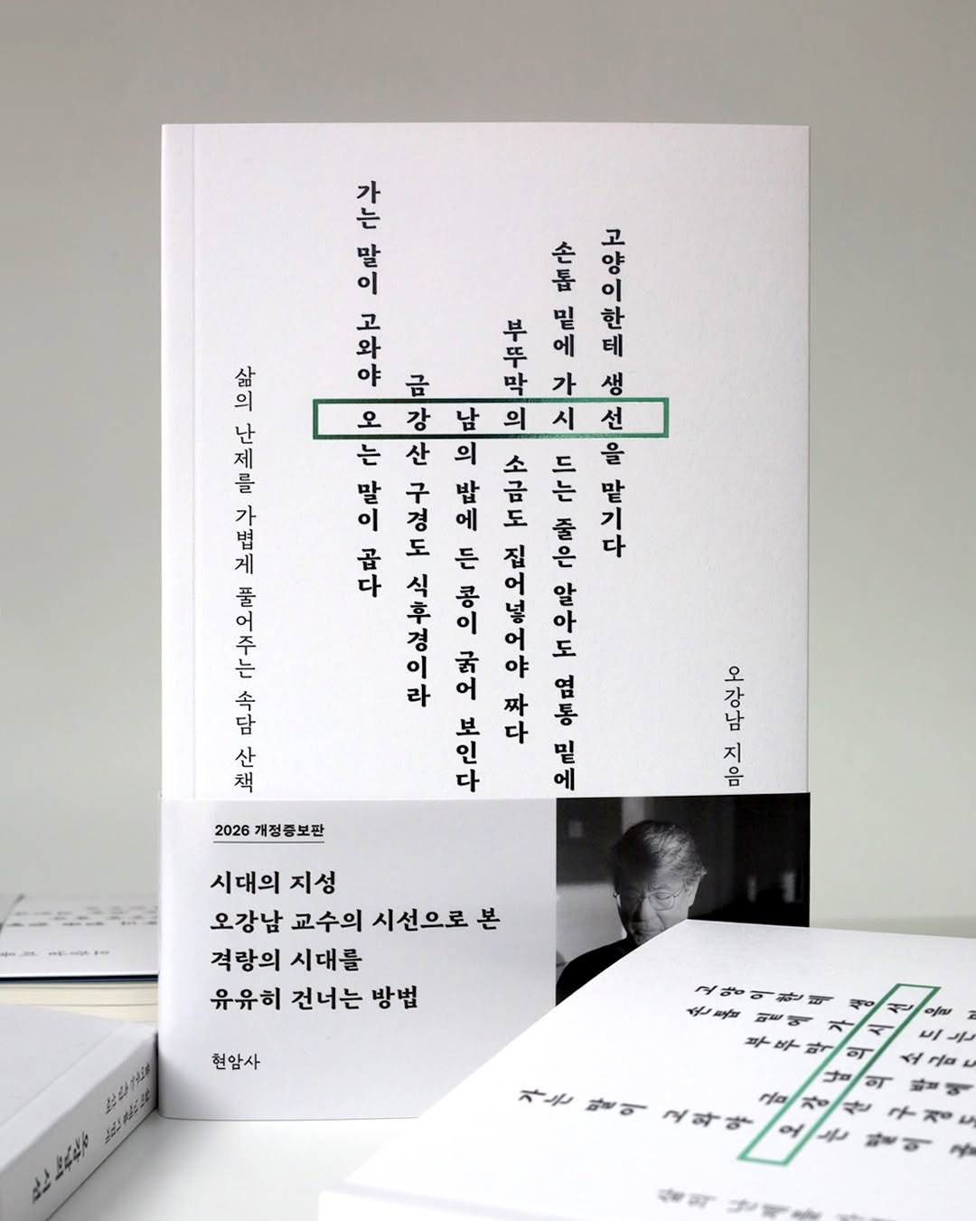 Photo by 현암사 on March 30, 2026. May be an image of ‎magazine, crossword puzzle, book, calendar, poster and ‎text that says '‎간 망 고 의 부 平 막 의 고 톱 밑 윤성 양 이 가 생 시 선 을 맡 기 다 를 가 오 는 말 이 곱 소 금 강 산 구 경 도 식 남 의 밥 에 든 콩 이 云 도 집 풀 어 넣 드 는 줄 은 알 아 도 염 통 밑 에 속 라 야 짜 다 산 책 보 인 다 2026 개정중보판 모g 응브떡운 さ 떡동 ન 음 시대의 지성 오강남 교수의 시선으로 격랑의 시대를 유유히 건너는 방법 천암사 가는 الهوال_رای 斗.‎'‎‎.