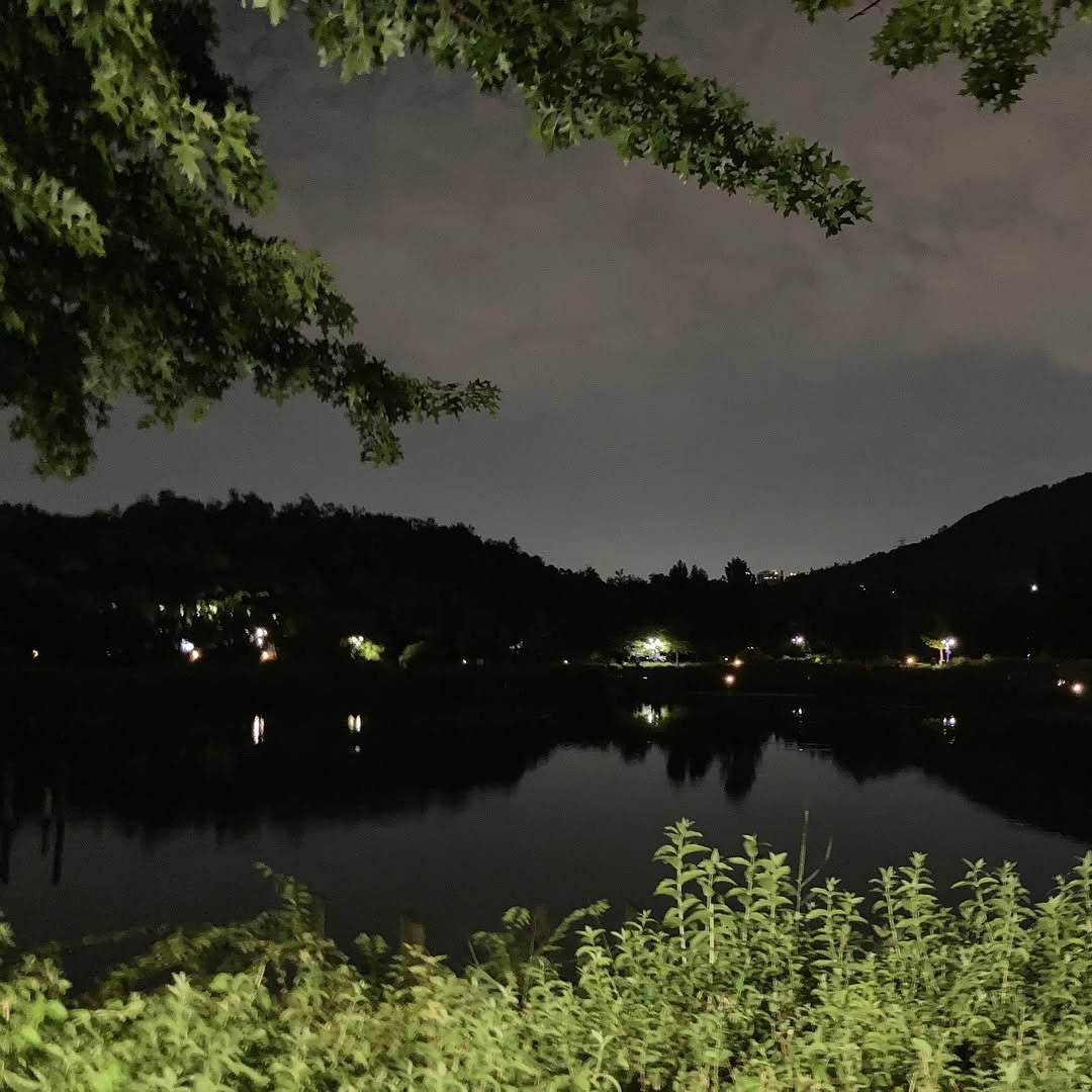 Photo by 도서출판 혜윰터/1인출판사/책/문화 on July 31, 2025. May be an image of lake, twilight, night and text.