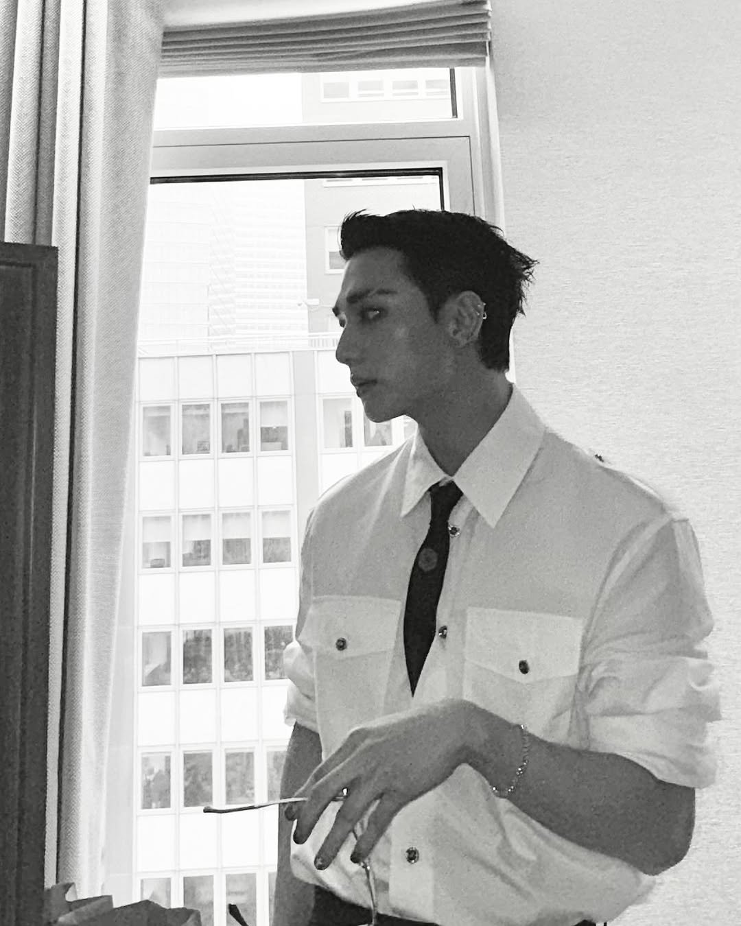 Photo by hyunjin on June 17, 2025. May be a black-and-white image of one or more people and suit.