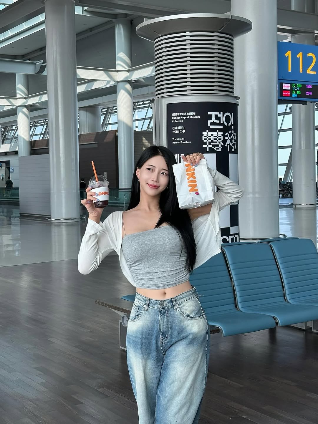 Photo by 𝗗𝗝 𝗛𝗬𝗨𝗡𝗔𝗛 김현아🇰🇷 on July 06, 2025. May be an image of 1 person, suitcase, terminal and text.