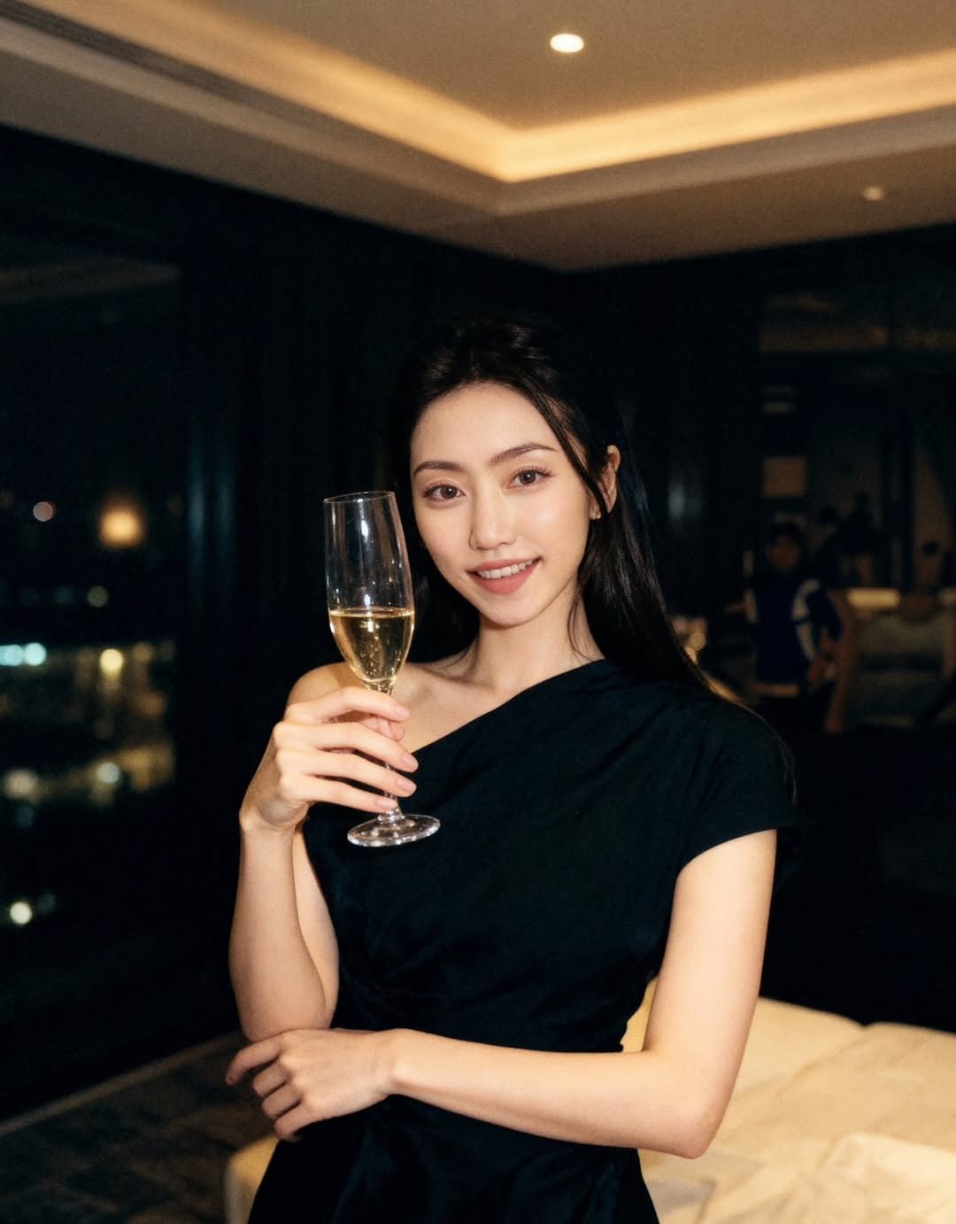 Photo by 김현지 / Hyunji Kim on February 17, 2026. May be an image of one or more people, hair, wine glass and text.