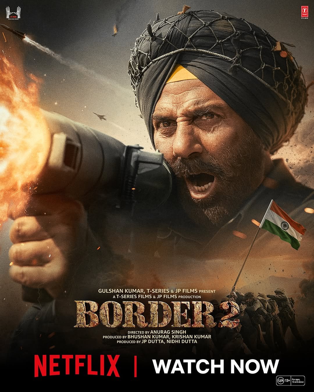 Photo shared by tseriesfilms on March 20, 2026 tagging @tseries.official, @nidhiduttaofficial, @iamsunnydeol, and @anurag_singh_films. May be an image of poster and text.