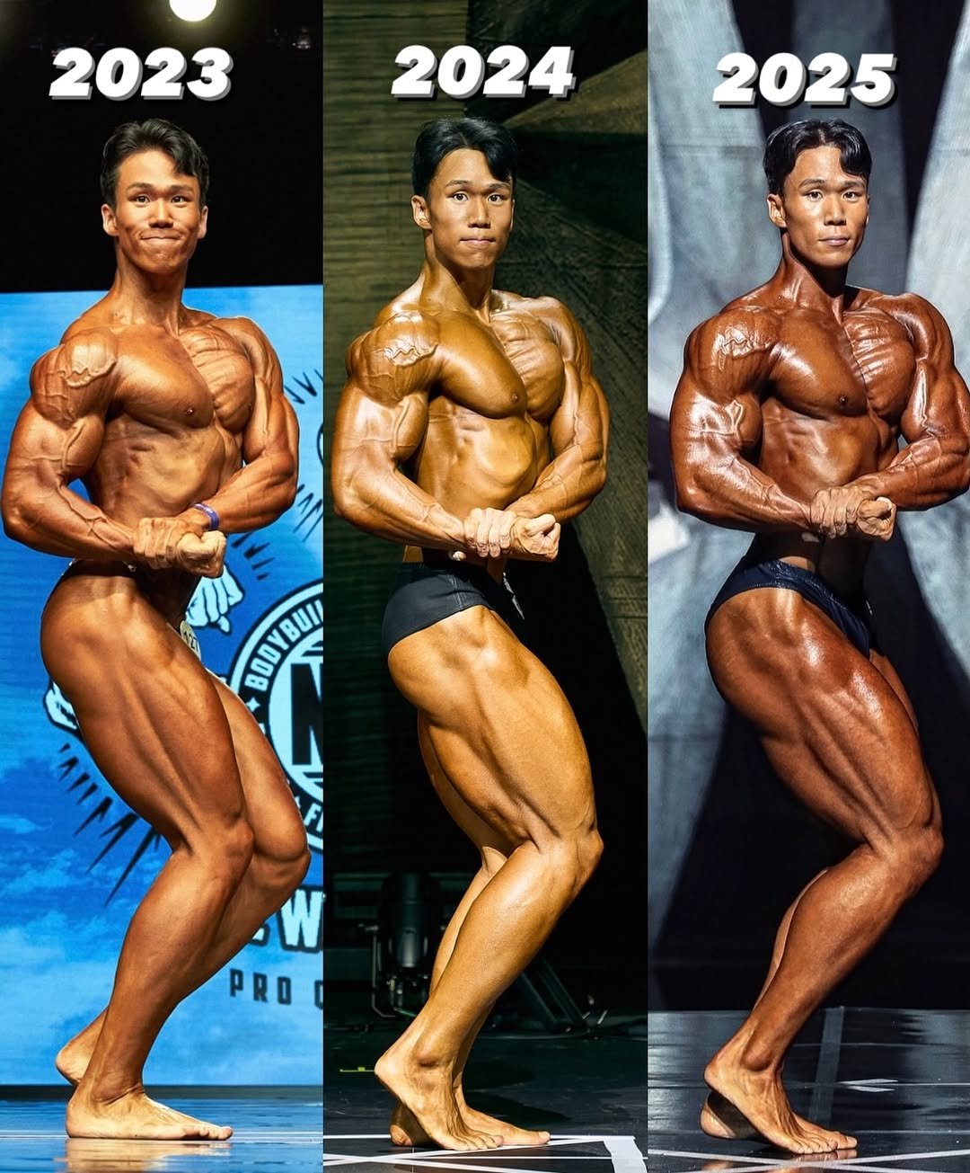 ifbbpro_soo 게시물 이미지: 원래 말랐던 체형
2019년 첫대회 체중 -65kg
2023년 -70kg
2024년...