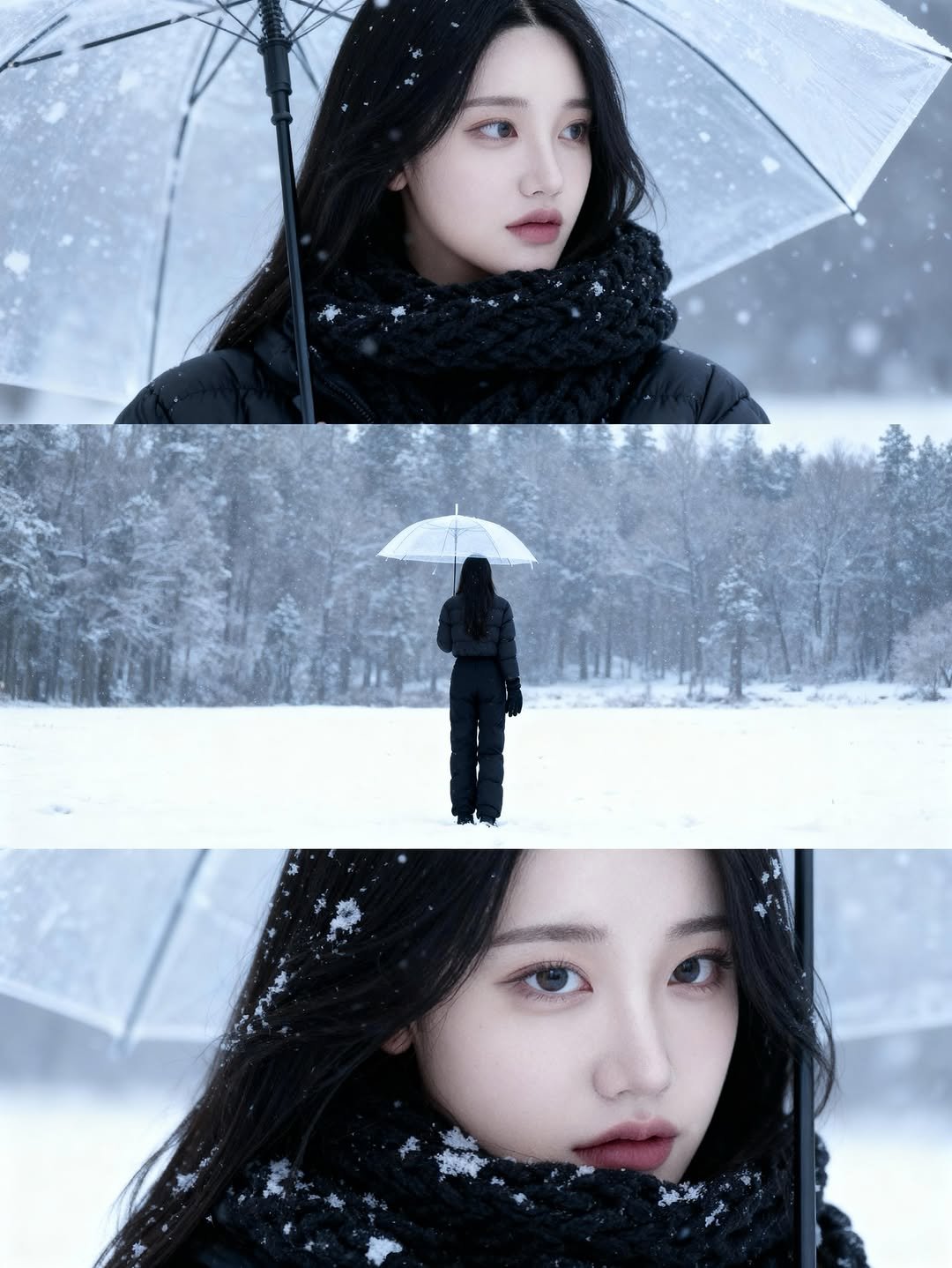 Photo by 숨니 on October 30, 2025. May be an image of duffle coat, goosedown coat, parka, umbrella and text.
