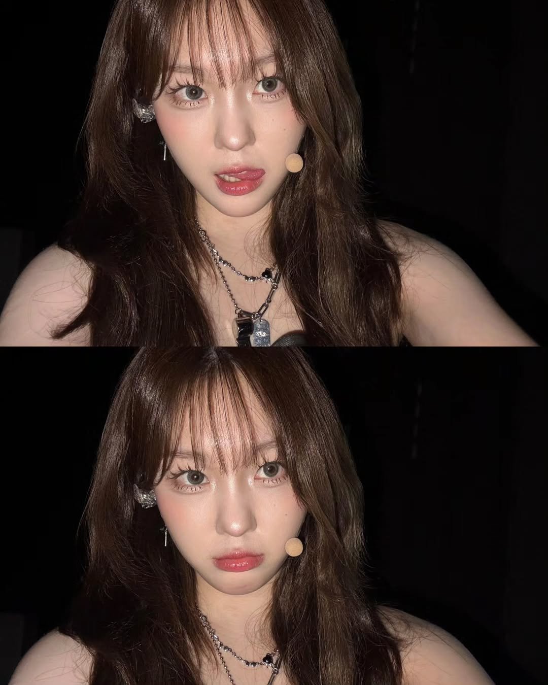 Photo by 김채현 KIM CHAEHYUN on August 16, 2025. May be an image of 2 people, hair and text.