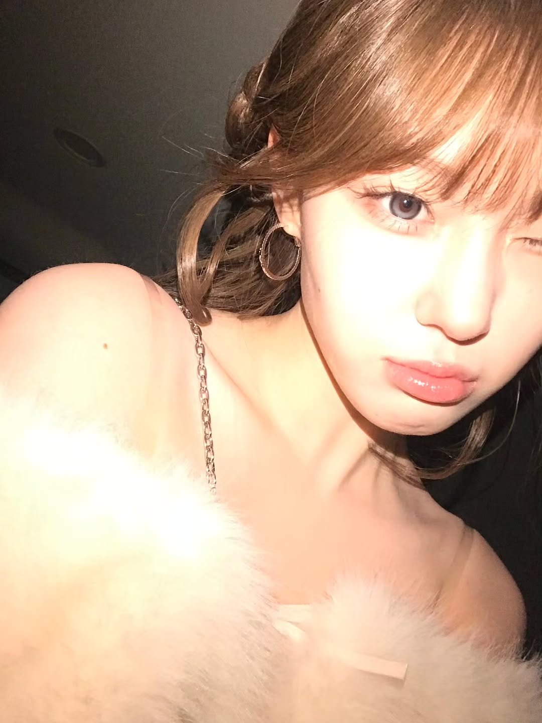 Photo by 김채현 KIM CHAEHYUN on February 03, 2026. May be an image of one or more people, bangs, makeup and text.