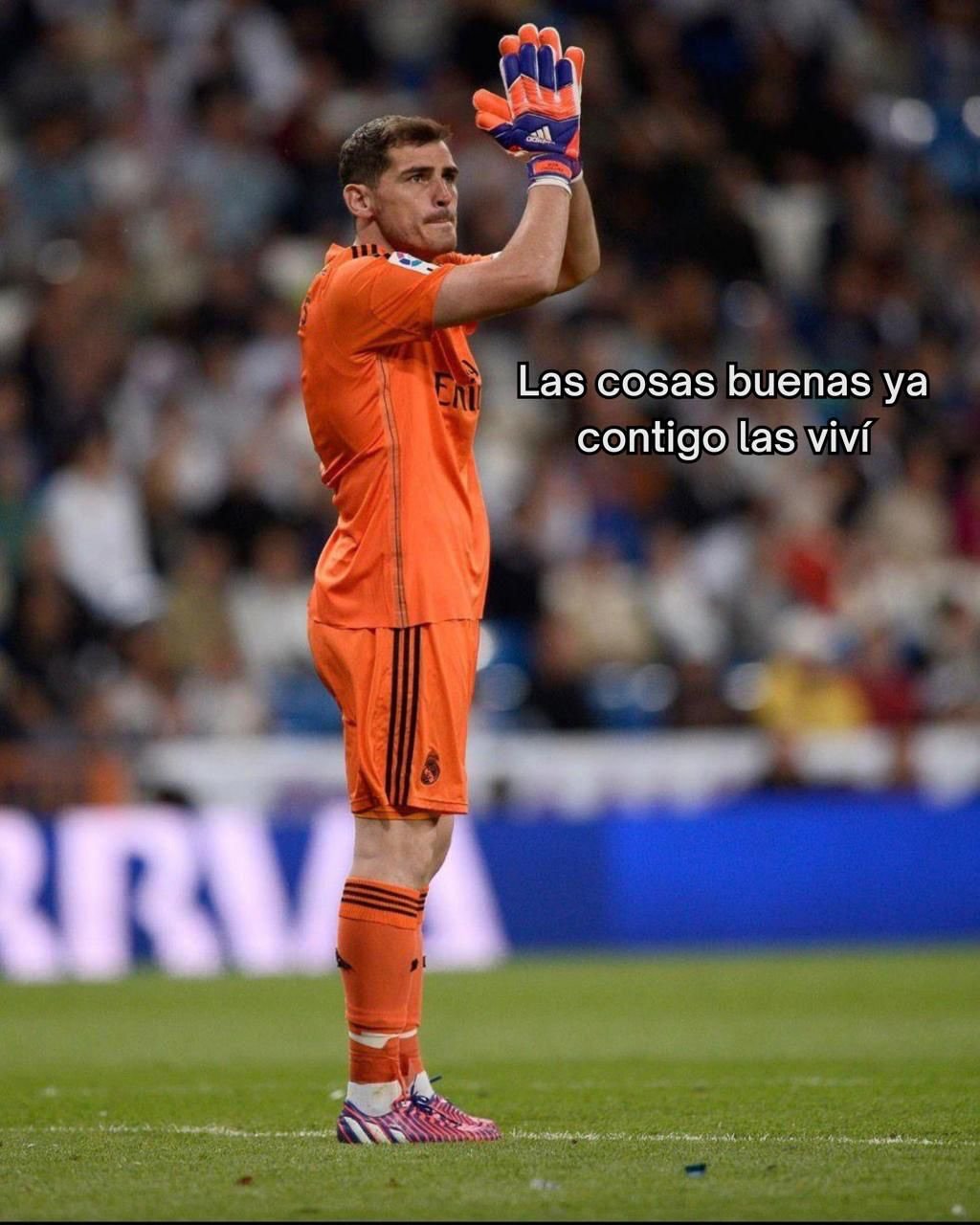 Photo shared by Iker Casillas on March 12, 2026 tagging @laliga. May be an image of football, soccer, ball, stadium and text that says 'Las cosas buenas Lascosasbuenasya ya contigo las viví'.