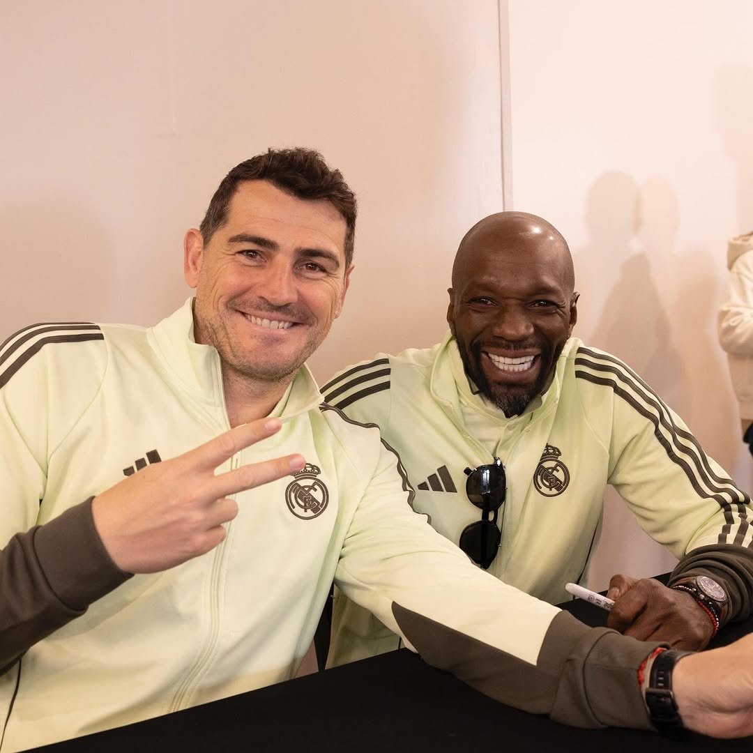 Photo shared by Iker Casillas on February 09, 2026 tagging @makeleleofficial. May be an image of one or more people, people playing soccer, stadium and text.