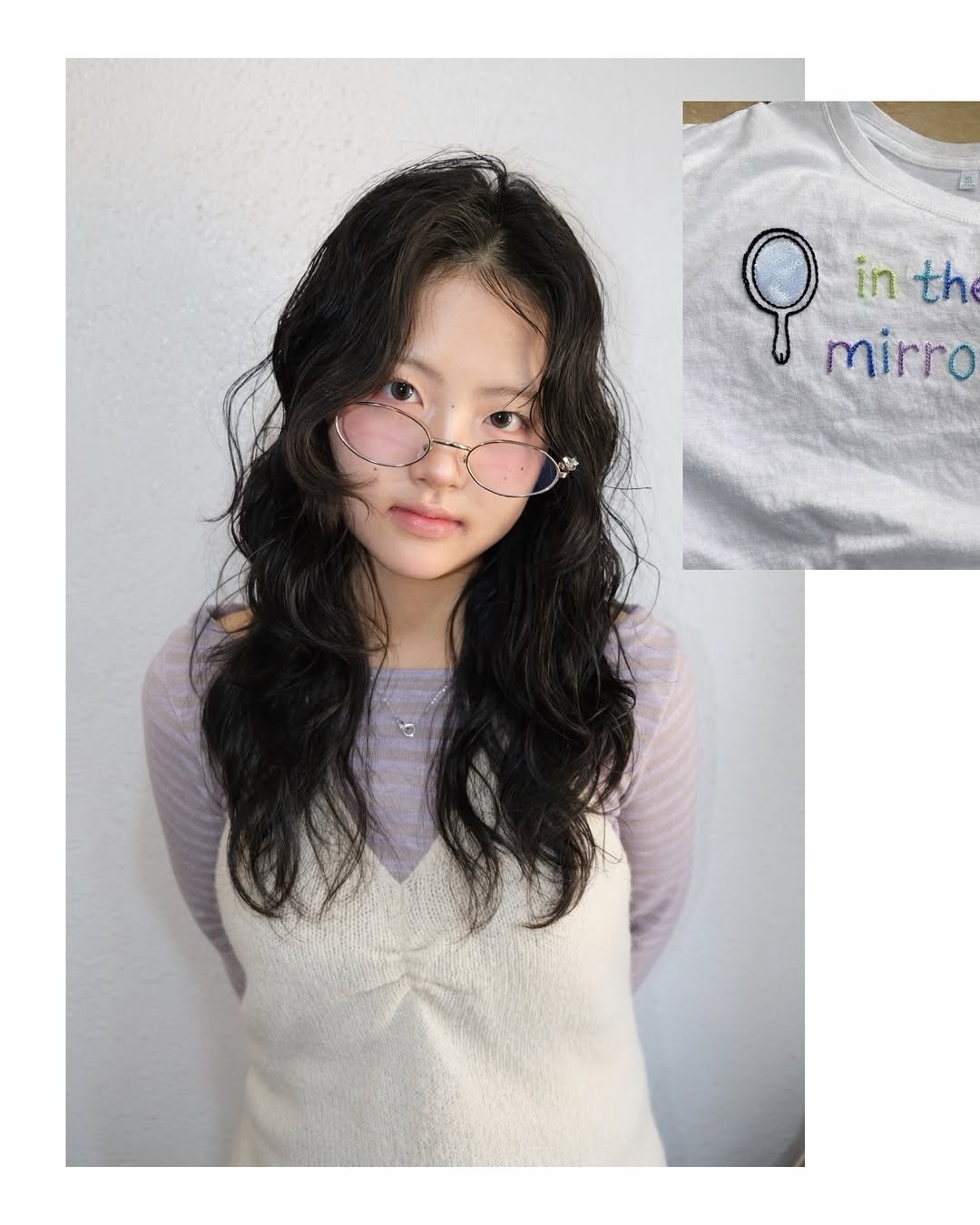 Photo by 광주미용실 인더미러 원장 정인 / 광주히피펌 빈티지펌 허쉬컷 굵은히피펌 on February 18, 2026. May be an image of one or more people, braids, makeup, top, mirror, baby's-breath and text that says 'E 8 Q mirro in th'.