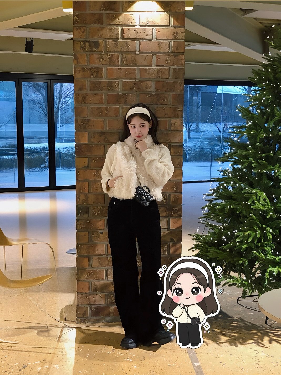 Photo shared by 이나연 on December 19, 2025 tagging @musinsa.official. May be an image of beret and text.