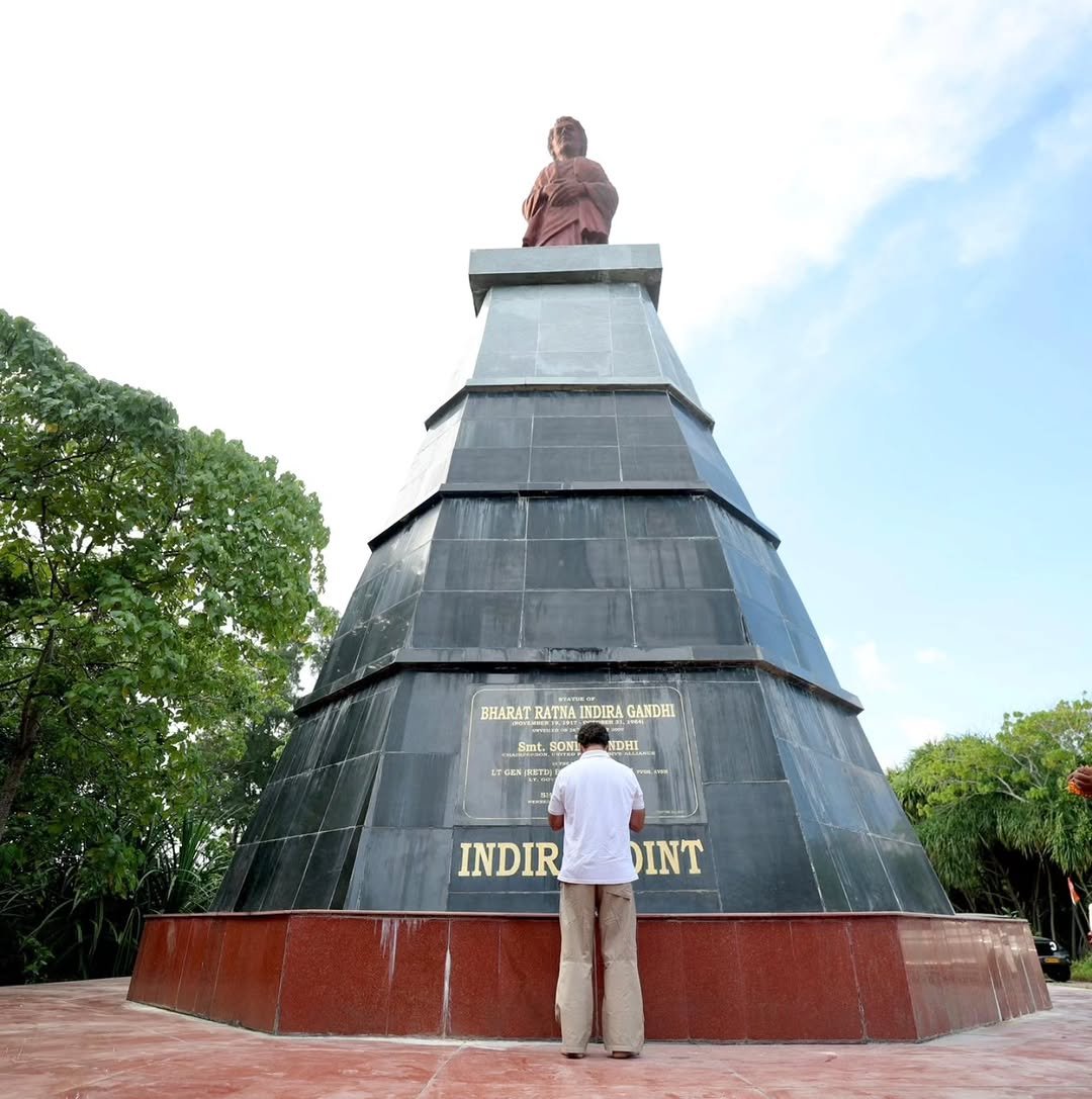 Photo by Congress on April 28, 2026. May be an image of statue and text that says 'BHARAT RATKA INDLRA GANDHI 一 Smt. O NDHI INDIR TRTD DINT TITE'.