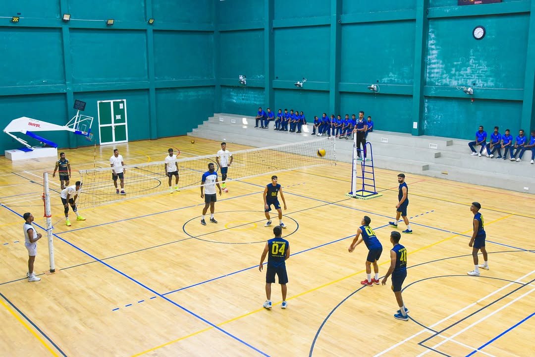 Photo by Indian Navy Official Account on April 23, 2026. May be an image of volleyball, soccer, tennis, basketball, sports equipment, basketball court and text.
