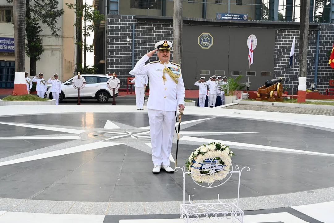 Photo by Indian Navy Official Account on December 04, 2025. May be an image of military uniform, monument and text.