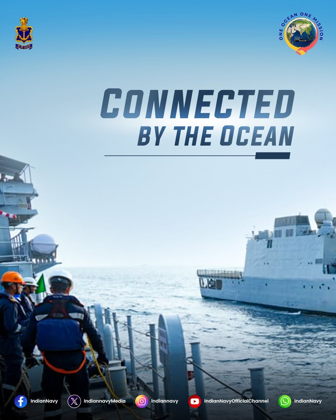 Photo by Indian Navy Official Account on March 21, 2026. May be an image of ‎submarine, poster and ‎text that says '‎ናፈፅ！ OCEAN CEAN ONE DUNG انم o CONNECTED By THE OCEAN IndianNavy ALLT ndlannavyMedia indiannavy IndianNavyoffickalChannel IndianNavy‎'‎‎.
