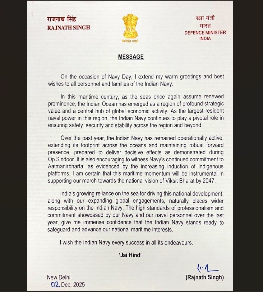 Photo by Indian Navy Official Account on December 04, 2025. May be an image of magazine, poster and text.