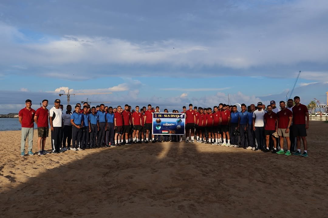 Photo by Indian Navy Official Account on April 27, 2026. May be an image of golf, standing, beach and text.