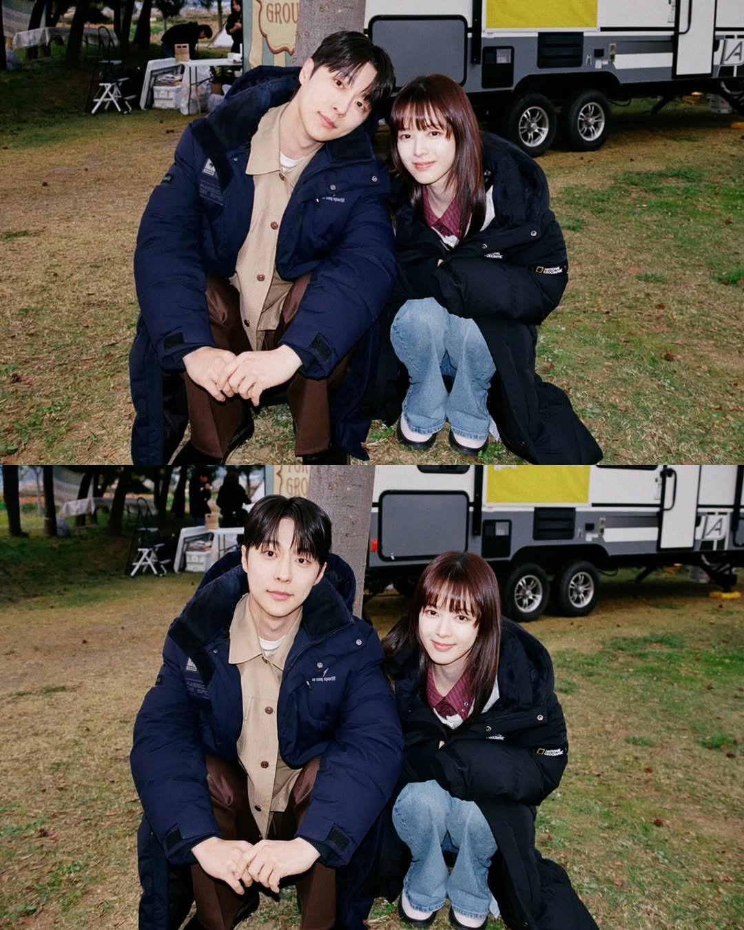 Photo shared by 배인혁 on February 26, 2026 tagging @jeongeuiyam. May be an image of one or more people, bangs, goosedown coat, parka, top and text that says 'GROU A'.