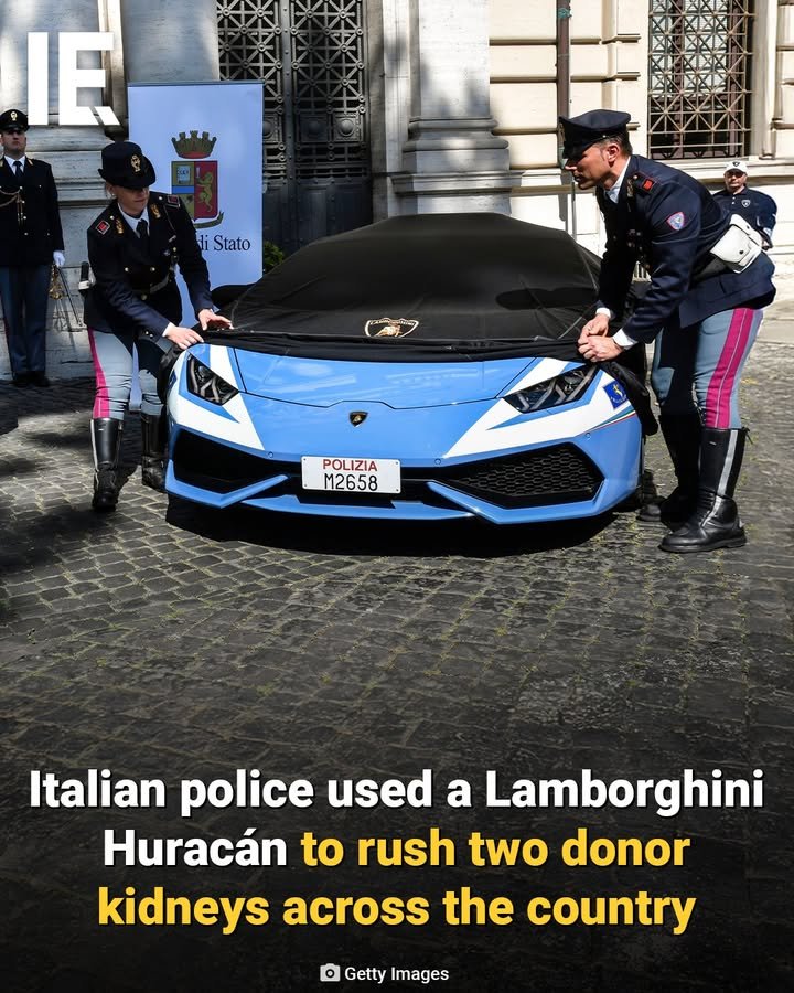 Photo by Interesting Engineering on December 02, 2025. May be an image of ‎car and ‎text that says '‎IE ViStato Vi Stato بله POLIZIA M2658 Italian police used a Lamborghini Huracán to rush two donor kidneys across the country ၀ Getty Images‎'‎‎.