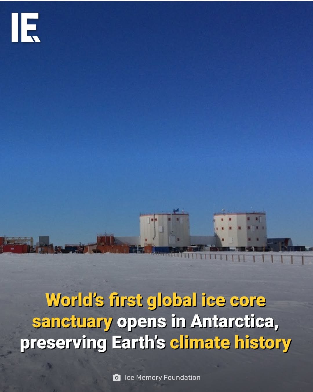Photo by Interesting Engineering on January 16, 2026. May be an image of emperor penguin, arctic and text that says 'IE World's first global ice core sanctuary opens in Antarctica, preserving Earth's climate history Ice Memory Foundation'.