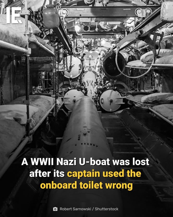 Photo by Interesting Engineering on April 27, 2026. May be an image of submarine and text that says 'IE A WWII Nazi U-boat was lost after its captain used the onboard toilet wrong Robert Sarnowski Shutterstock'.