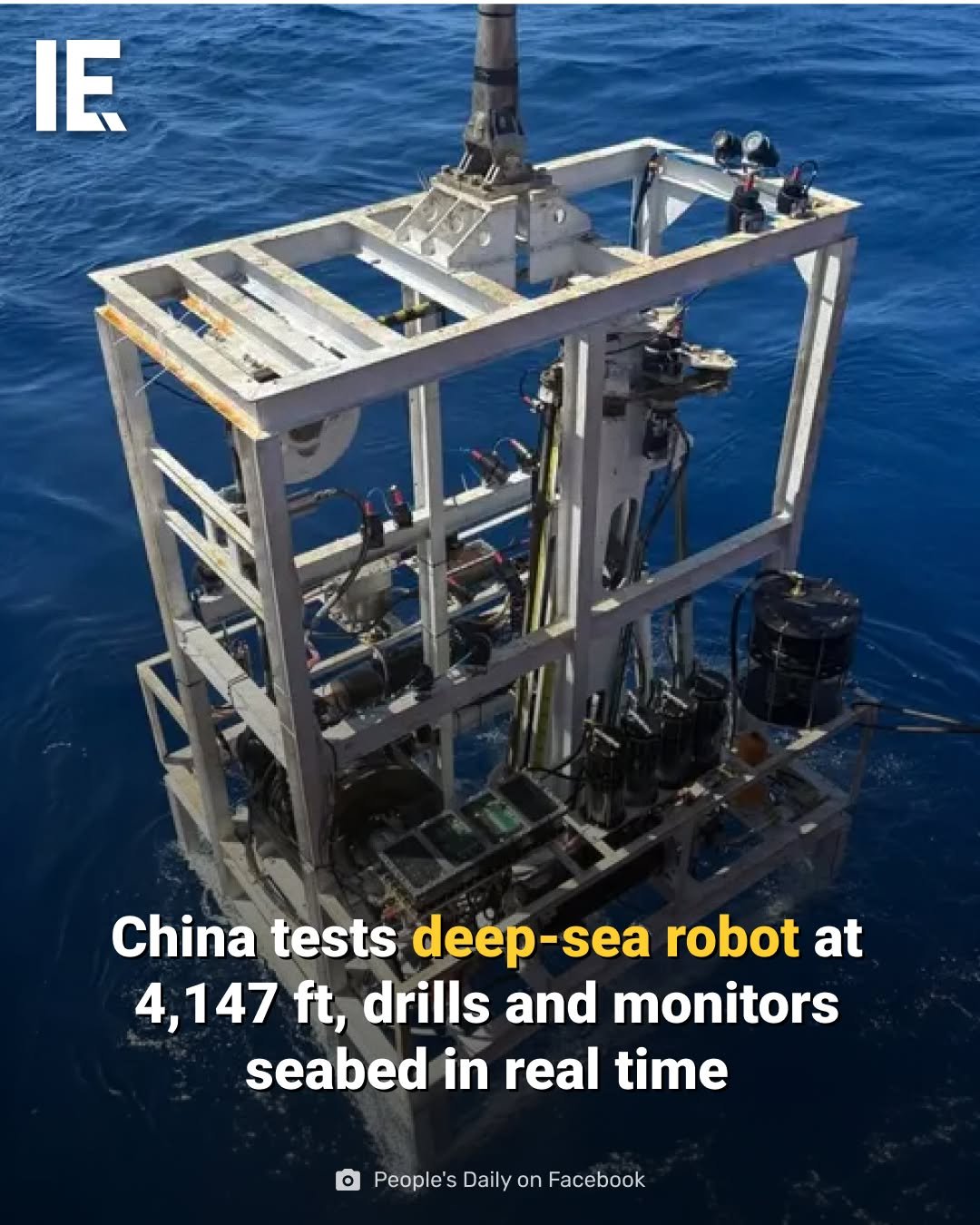 Photo by Interesting Engineering on January 16, 2026. May be an image of text that says 'IE の China tests deep-sea robot at 4,147 ft, drills and monitors seabed in in real time People's Daily on Facebook'.
