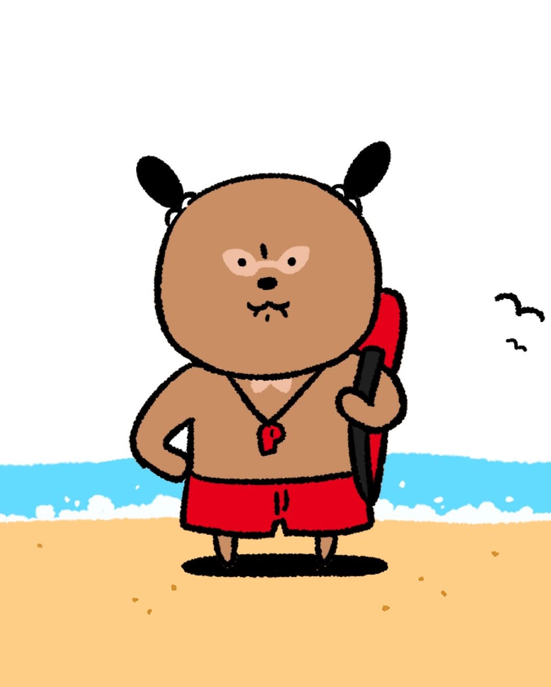Photo by 인턴집사 박두기 Intern Butler Park Dugi on July 31, 2025. May be a doodle of bear, seal, beach ball, beach and text.