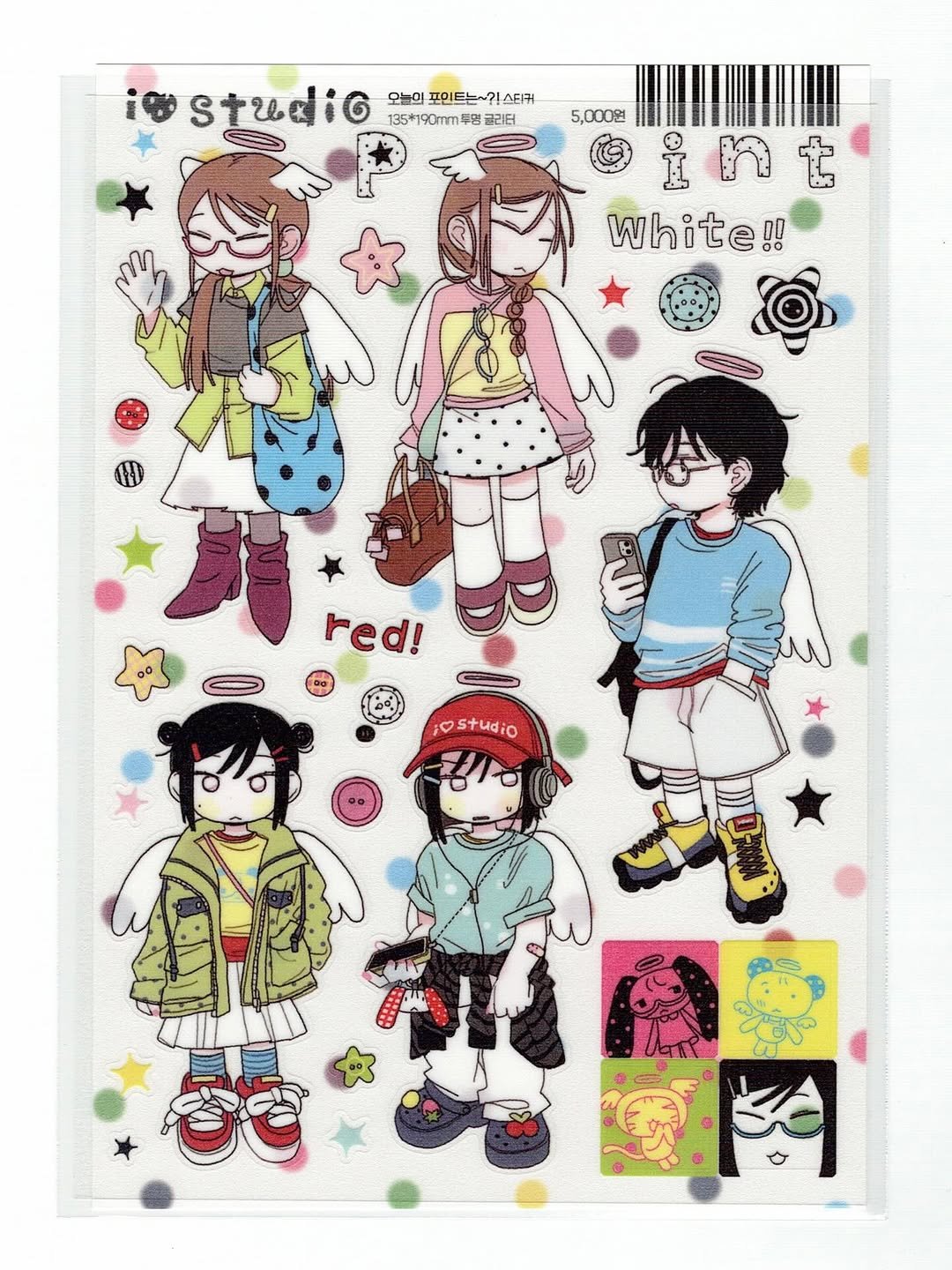 Photo shared by 아이오스튜디오 ◝✩ on March 02, 2026 tagging @io_studio__. May be a cartoon of ‎stitching, calendar and ‎text that says '‎studio 오늘의 포인트는~?! 포인트는~?!스티커 스티커 135*190mm早 135+190mm무명글리이터 글리터 5,000원 int n White!! red! مه ¡ostudio ဟြ ل البَا‎'‎‎.